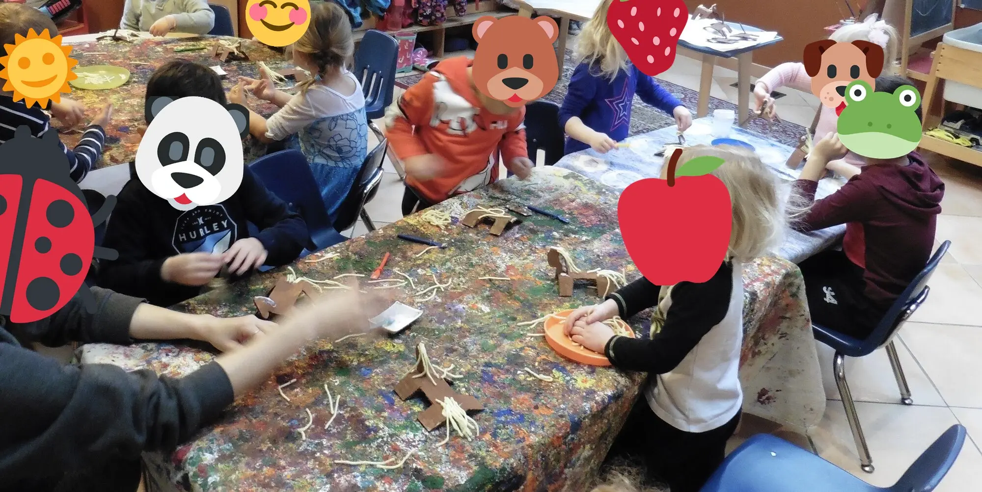 Hands-on crafts at the preschool table