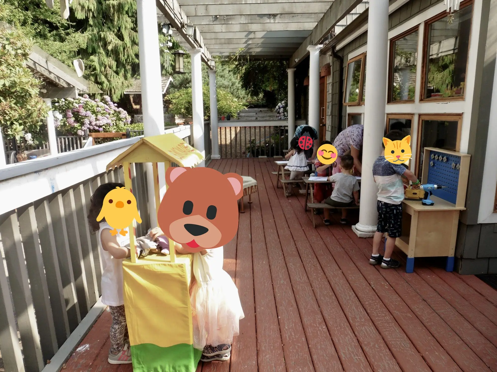Pretend play along the deck