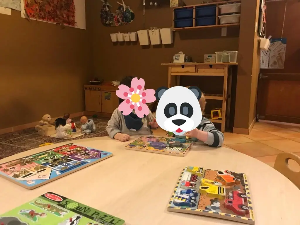 Peg puzzles at the low table